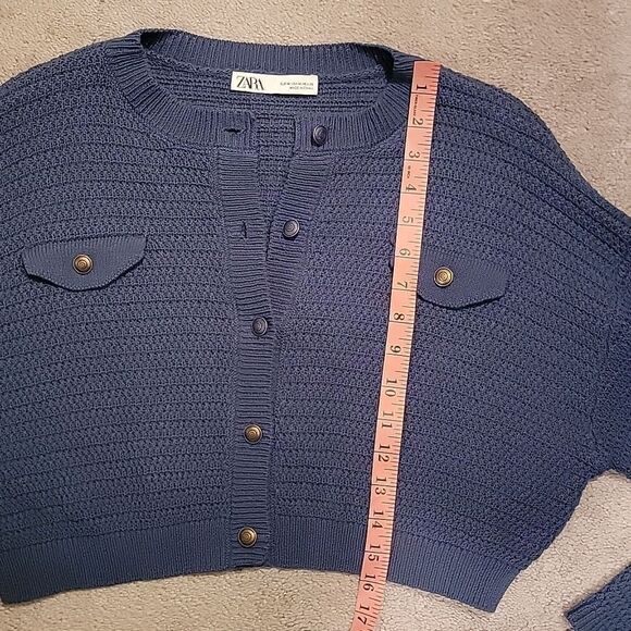 ZARA Blue Button-Up Women's Sweater sz med - Picture 5 of 7